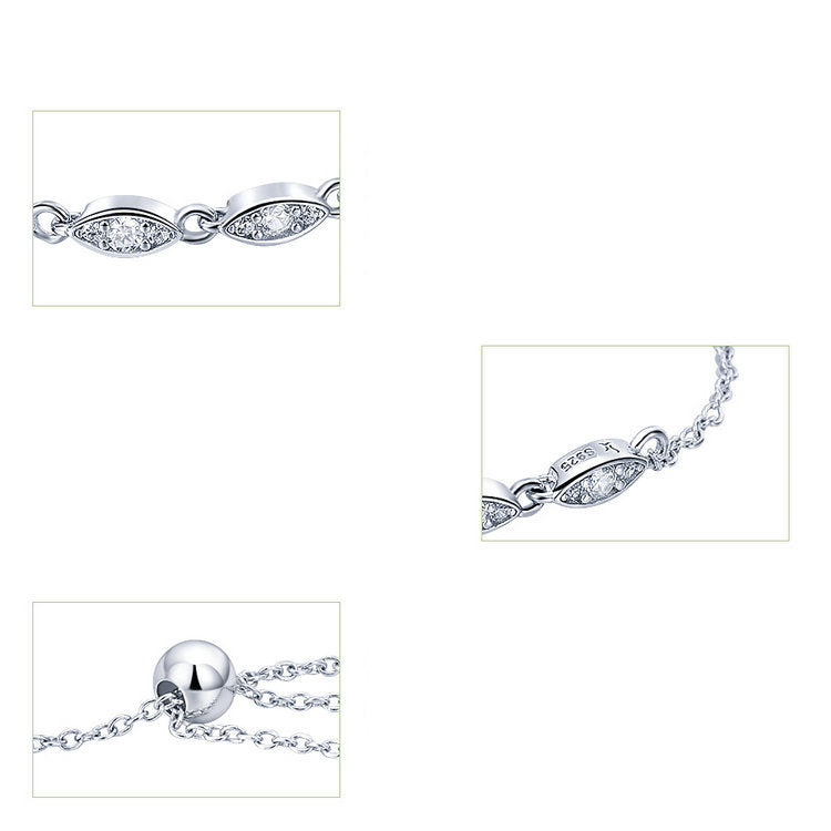 Bracelet Yeux Pétillants en argent 925 plaqué or blanc ajustable avec zircons blancs - Photo 5