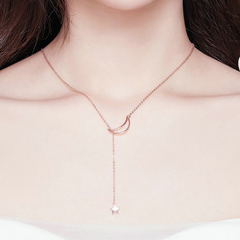 Collier Lune et Étoile en argent 925 plaqué or rose - Photo 2