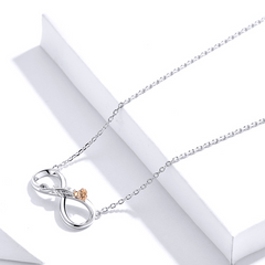 Collier Infini aver Rose en argent 925 plaqué or blanc et or rose ajustable - Photo 4