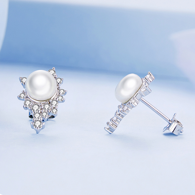 Boucles d'Oreilles Perles Brillantes - Image 3