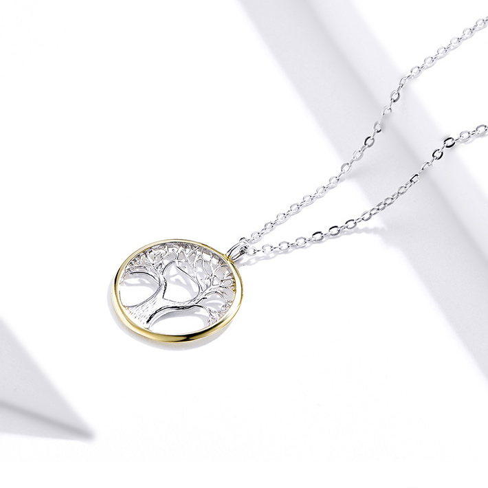 Collier Arbre de Vie Argent Sterling 925 plaqué or blanc et or jaune - Photo 5