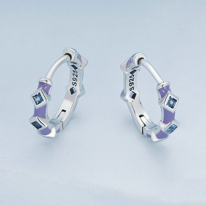 Boucles d'oreilles Créoles Violettes - Image 4