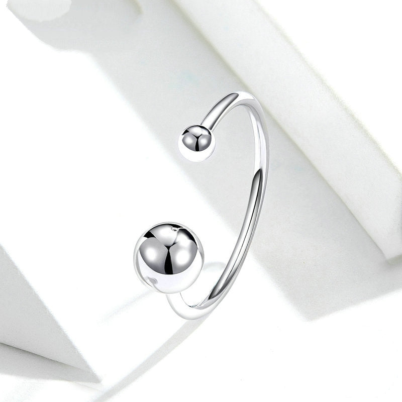 Bague Sphère en argent 925 plaqué or blanc ajustable - Photo 3