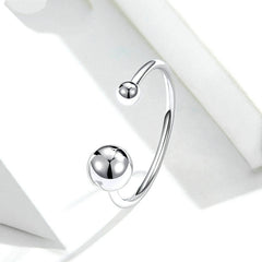 Bague Sphère en argent 925 plaqué or blanc ajustable - Photo 3