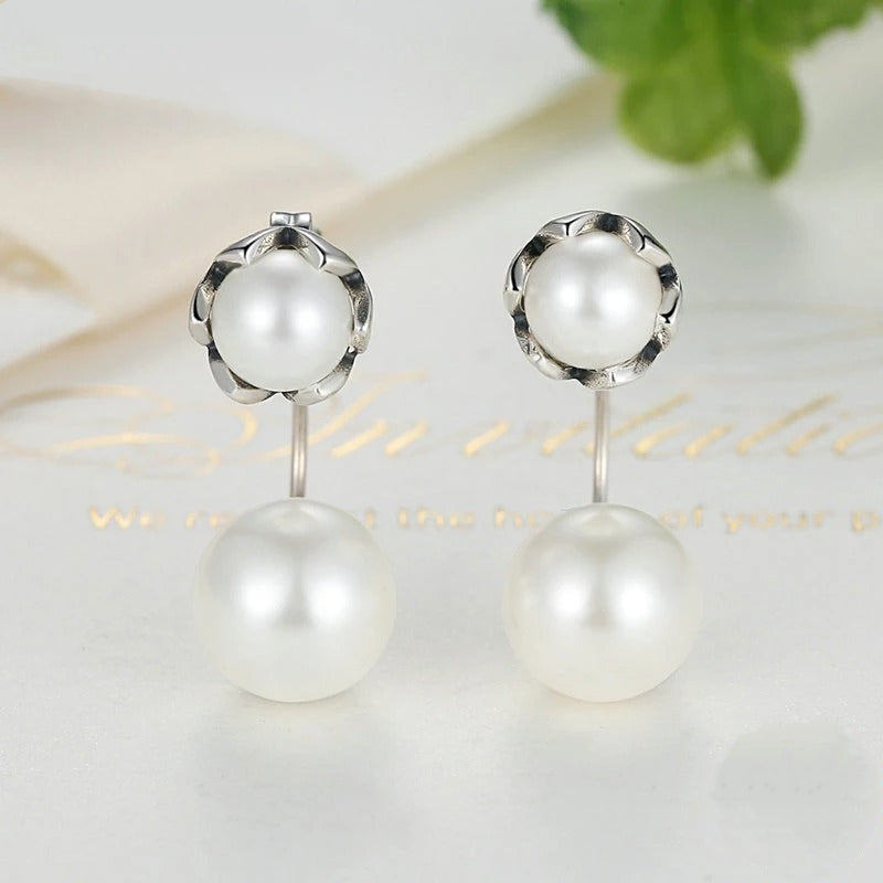 Boucles d'Oreilles Doubles Perles - Image 4