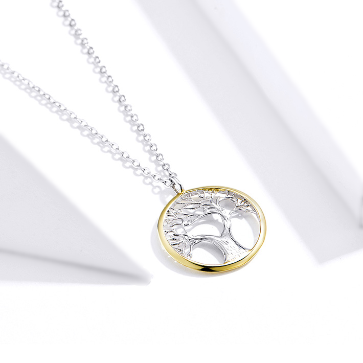 Collier Arbre de Vie Argent Sterling 925 plaqué or blanc et or jaune - Photo 4