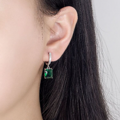 Parure de Bijoux Argent Sterling 925 plaqué or blanc avec collier, boucles d’oreilles et bague ajustable avec zircons verts - Photo 4