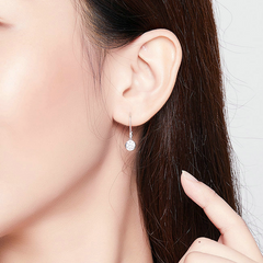 Boucles d’Oreilles Pendentif Point Lumineux en argent 925 plaqué or blanc avec zircons blancs - Photo 2