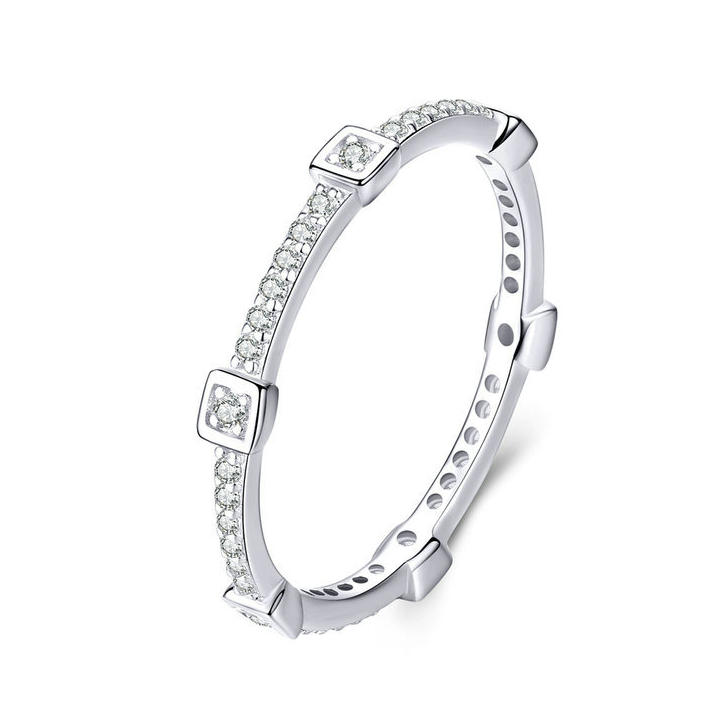 Bague Éternité en argent 925 plaqué or blanc avec zircons blancs - Photo 2