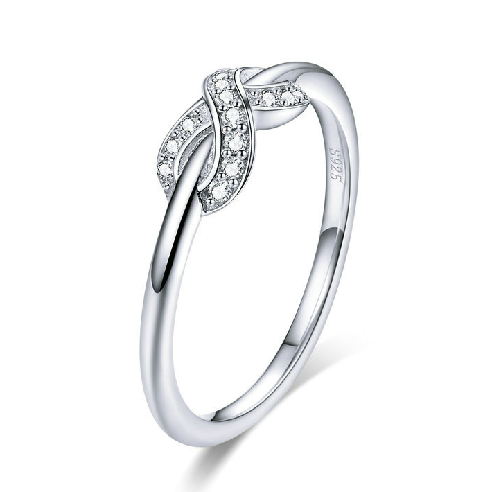 Bague Infini Brillant en argent 925 plaqué or blanc avec pavé de zircons blancs