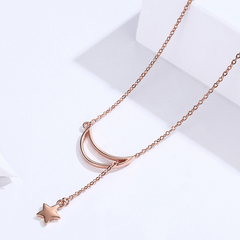 Collier Lune et Étoile en argent 925 plaqué or rose - Photo 4