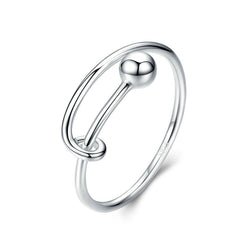 Bague Sphère en argent 925 plaqué or blanc ajustable