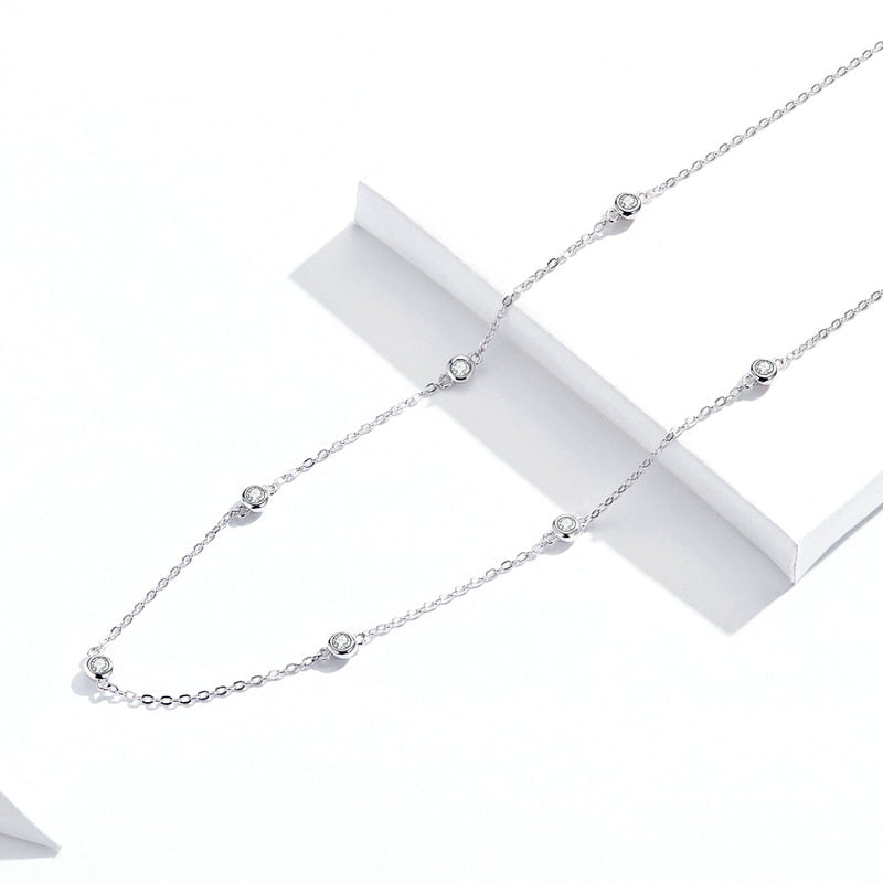 Collier Points Lumineux en argent 925 plaqué or blanc ajustable avec zircons blancs - Photo 4