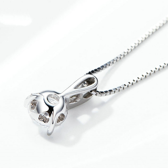 Collier Point Lumineux en argent 925 plaqué or blanc ajustable avec zircons blancs - Photo 4