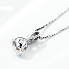 Collier Point Lumineux en argent 925 plaqué or blanc ajustable avec zircons blancs - Photo 4