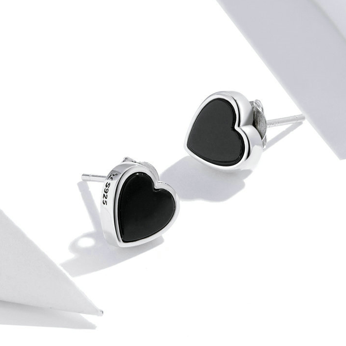 Boucles d'oreilles Coeurs Noirs - Image 3