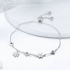 Bracelet Cristaux de Glace en argent 925 plaqué or blanc ajustable avec zircons blancs et bleus - Photo 3