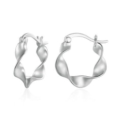 Boucles d’Oreilles Créoles Ondulés Argent Sterling 925 plaqué or blanc