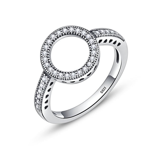 Bague Cercle Lumineux en argent 925 plaqué or blanc avec zircons blancs - Photo 3