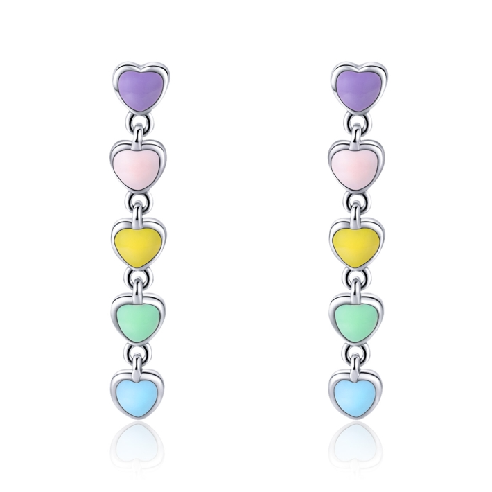 Boucles d'Oreilles Coeurs Colorés