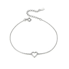 Bracelet Coeur en argent 925 plaqué or blanc ajustable