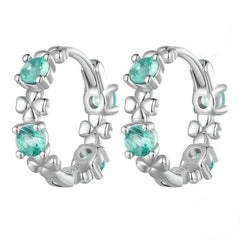 Boucles d'Oreilles Créoles Trèfle à Quatre Feuilles