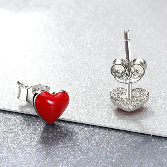 Boucles d'Oreilles Coeurs Rouges - Image 5