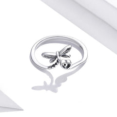 Bague Libellule avec Coeur en argent 925 plaqué or blanc ajustable - Photo 4