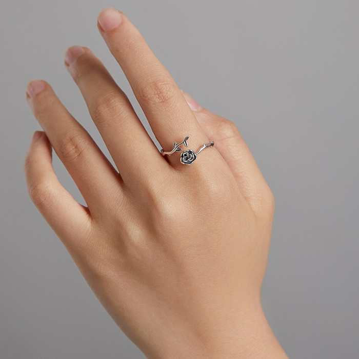 Bague Rose en argent 925 plaqué or blanc ajustable - Photo 7