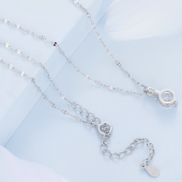Collier Point Lumineux en argent 925 plaqué or blanc ajustable avec zircons blancs - Photo 5