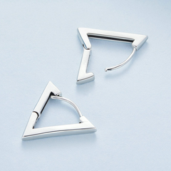 Boucles d’Oreilles Triangle Argent sterling 925 plaqué or blanc - Photo 4