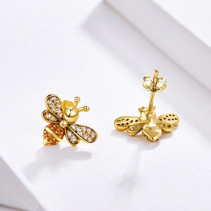 Boucles d'Oreilles Abeilles Brillantes - Image 4