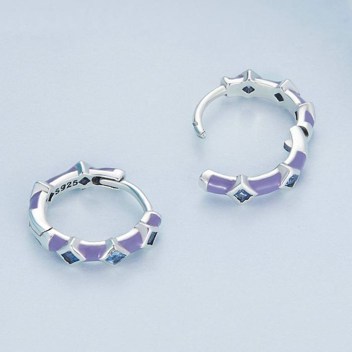 Boucles d'oreilles Créoles Violettes - Image 5