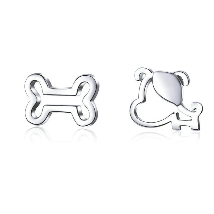Boucles d'Oreilles Chien avec Os