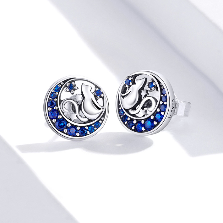 Boucles d'Oreilles Chat sur la Lune - Image 4