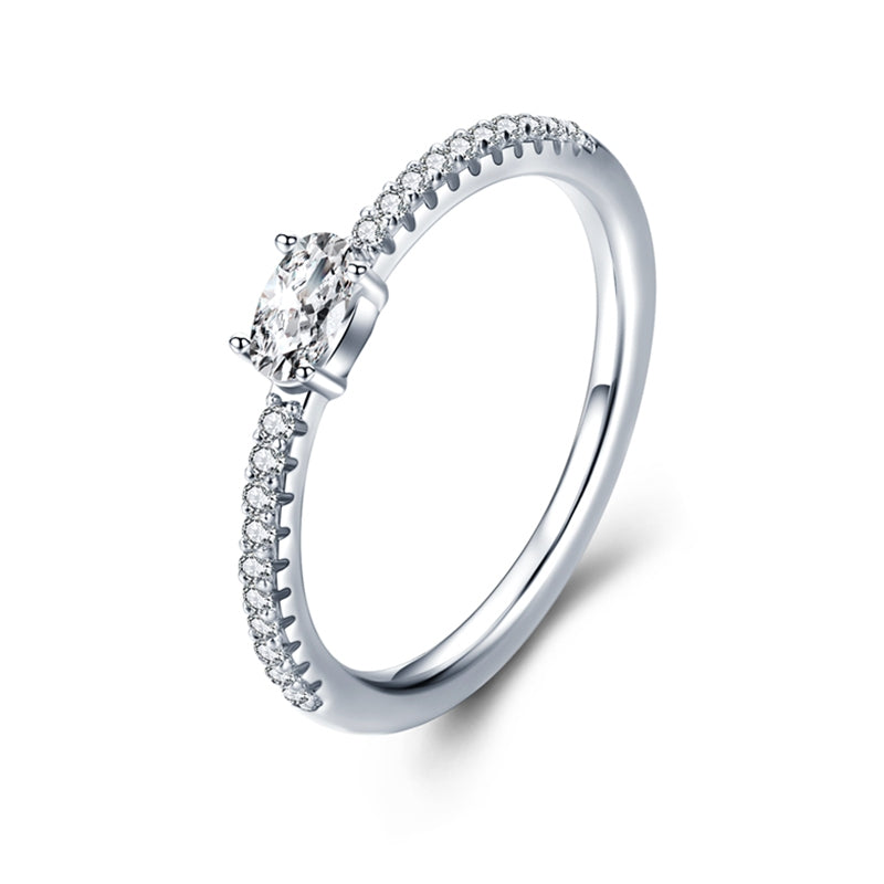 Bague Solitaire en argent 925 plaqué or jaune ajustable avec zircons blancs - Photo 3