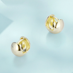 Boucles d’Oreilles Créoles Épaisses en argent 925 plaqué or jaune - Photo 4