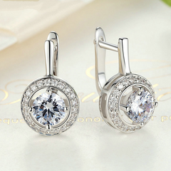 Boucles d’Oreilles Pendentif Brillants en argent 925 plaqué or blanc avec zircons blancs - Photo 4