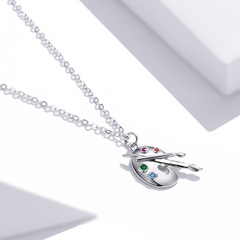 Collier Palette de Couleurs Argent Sterling 925 plaqué or blanc émaillé à la main - Photo 4