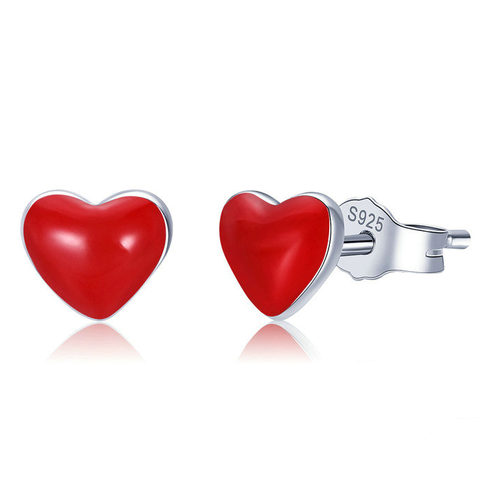 Boucles d'Oreilles Coeurs Rouges