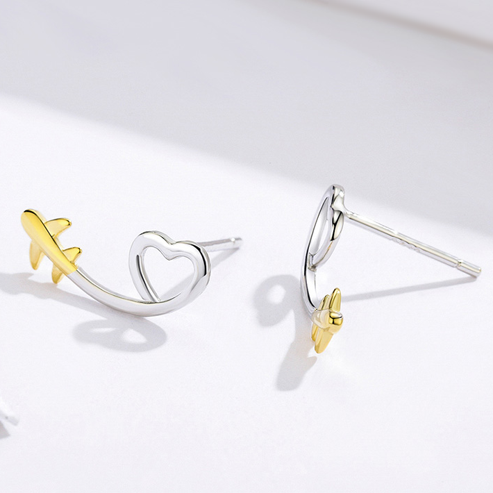 Boucles d'Oreilles Coeurs avec Avions - Image 5
