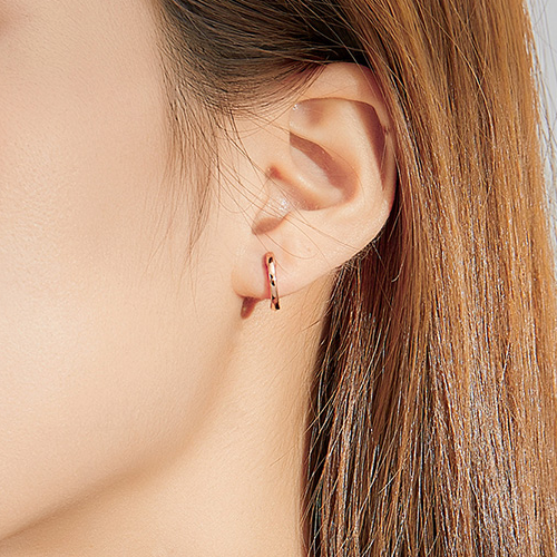 Boucles d'Oreilles Petit Créoles Lisses - Image 2
