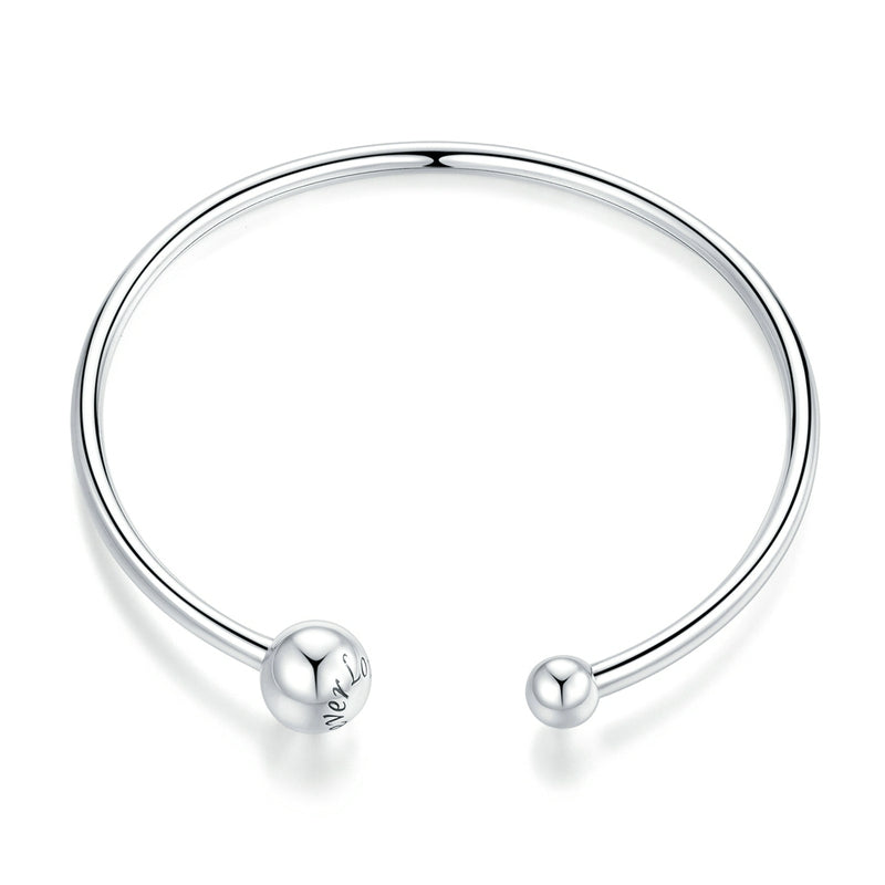 Bracelet Deux Sphères jonc en argent 925 plaqué or blanc