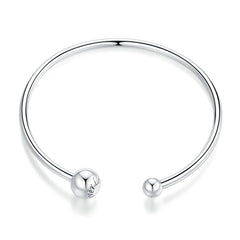 Bracelet Deux Sphères jonc en argent 925 plaqué or blanc
