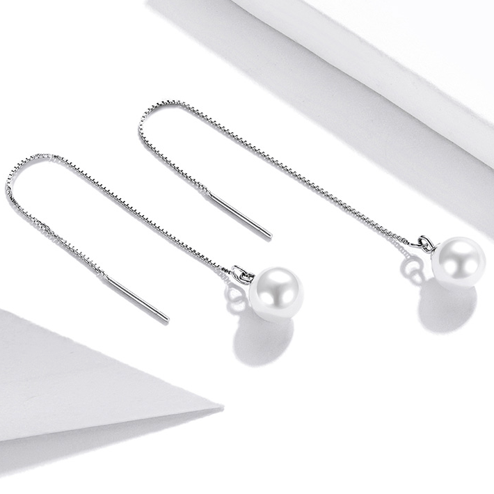 Chaînes D’oreilles Perles en argent 925 plaqué or blanc avec perles - Photo 5