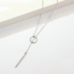 Collier Pendentif Barre en argent 925 plaqué or blanc - Photo 3