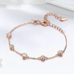 Bracelet Coeurs Lumineux en argent 925 plaqué or rose ajustable avec zircons blancs - Photo 3