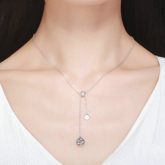 Collier Arbre de la Vie en argent 925 plaqué or blanc ajustable avec zircons blancs - Photo 2