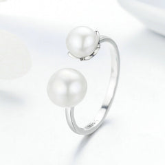 Bague avec Perles en argent 925 plaqué or blanc ajustable - Photo 3