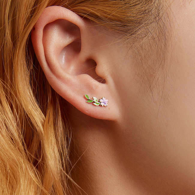 Boucles d'Oreilles Fleurs de Cerisier - Image 2